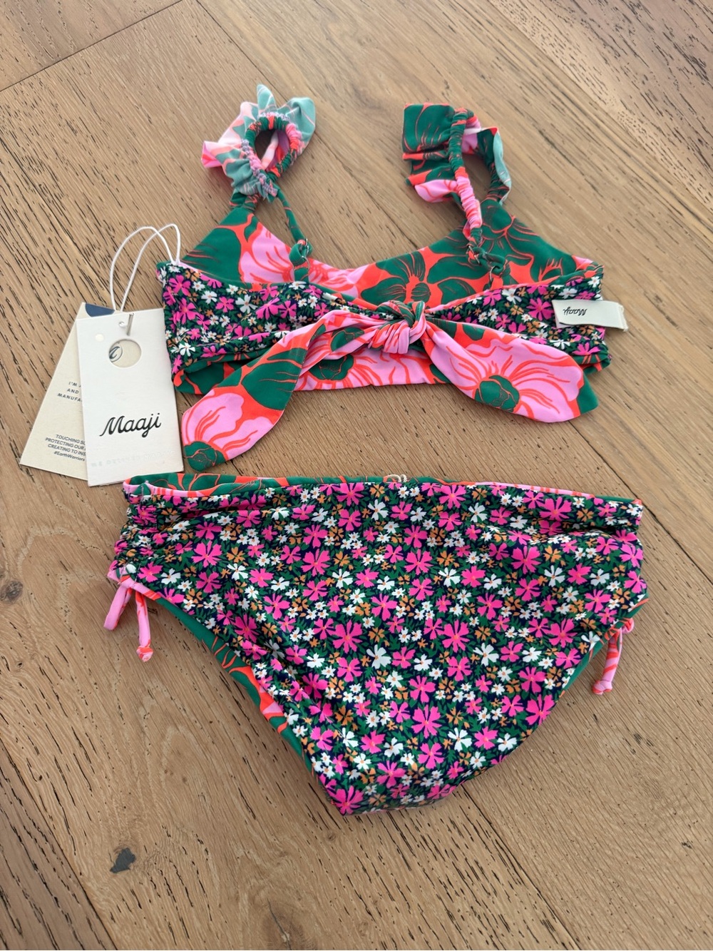 Maaji Girls Floral Mix Two-Piece Bikini - Green & Pink